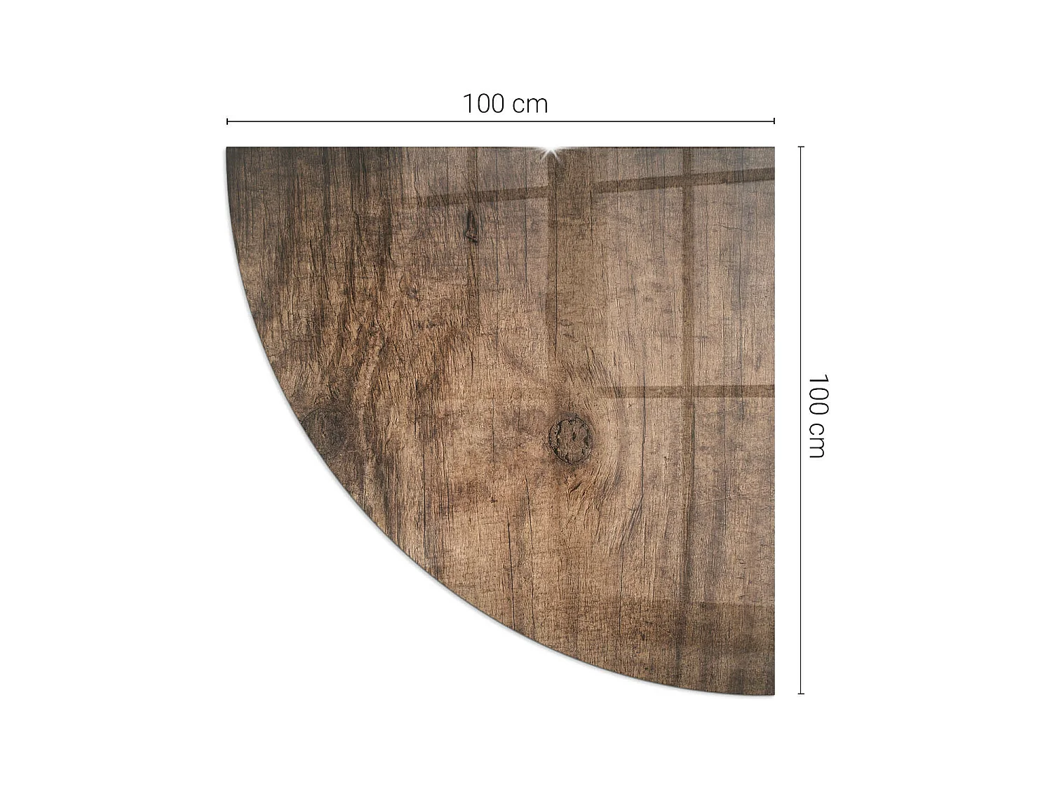 Plaque de sol en verre pour poêle - Un quart - 1/4 100x100 - Modèle en bois naturel