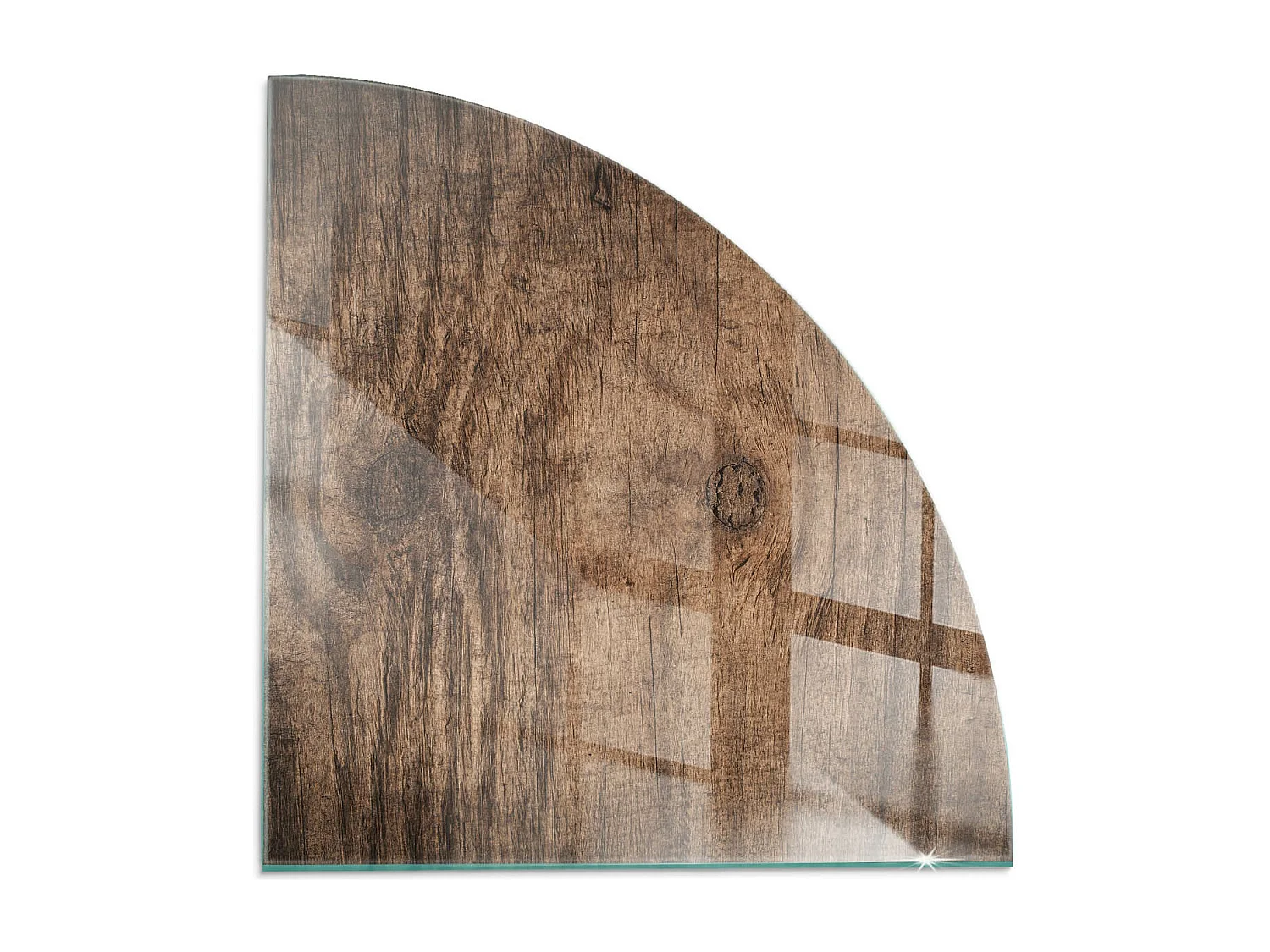 Glasplatte zum Schutz vor Funkenflug, Kaminauflage - Ein Viertel - 1/4 100x100 - Natürliches Holzmuster