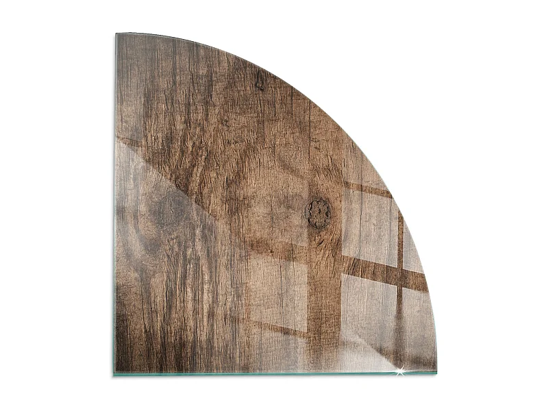 Glasplatte zum Schutz vor Funkenflug, Kaminauflage - Ein Viertel - 1/4 100x100 - Natürliches Holzmuster