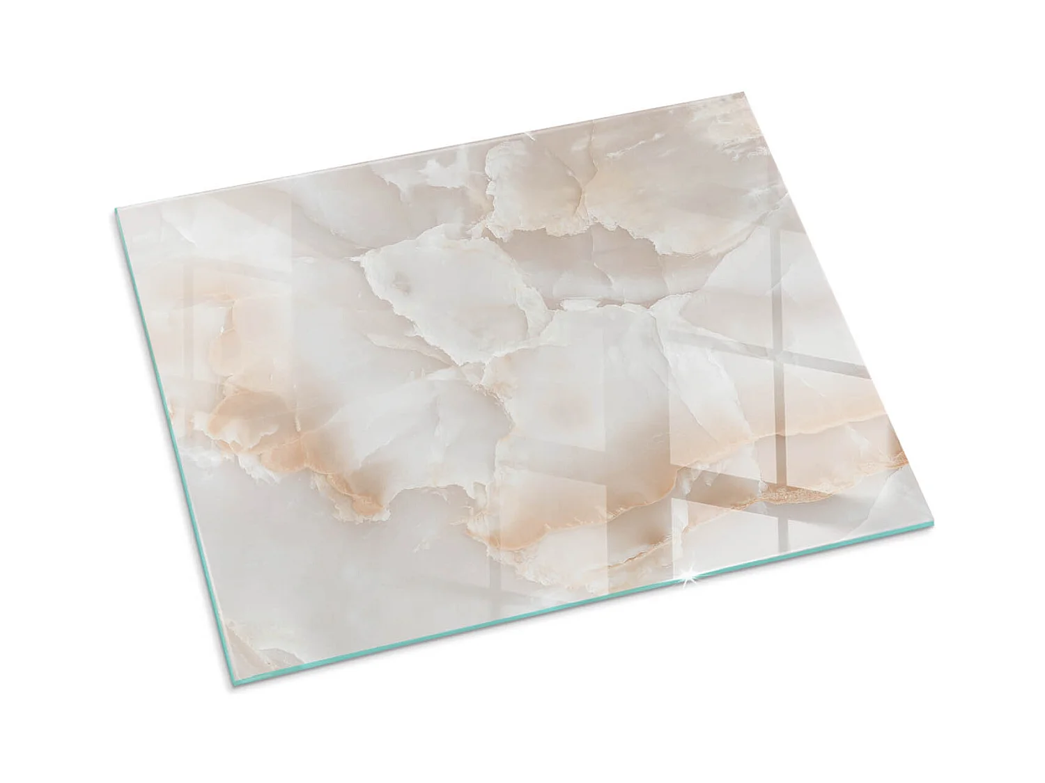 Glasplatte zum Schutz vor Funkenflug, Kaminauflage - Rechteck - 80x60 - Eleganter Marmor mit Adern