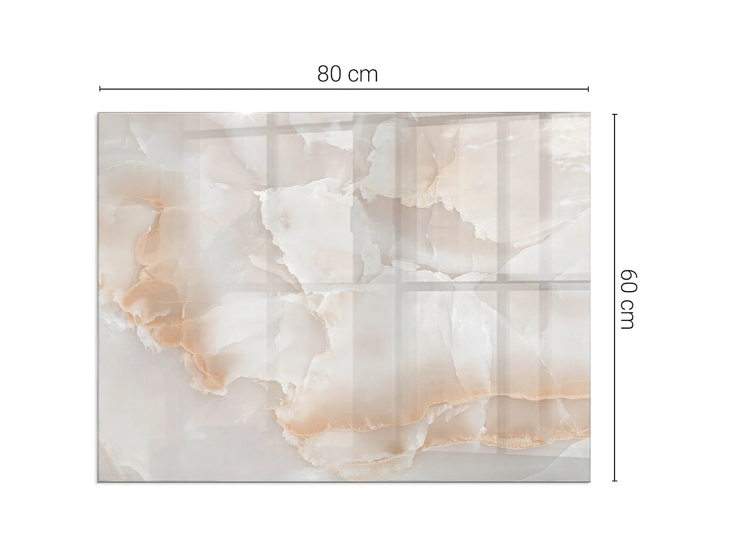 Glasplatte zum Schutz vor Funkenflug, Kaminauflage - Rechteck - 80x60 - Eleganter Marmor mit Adern