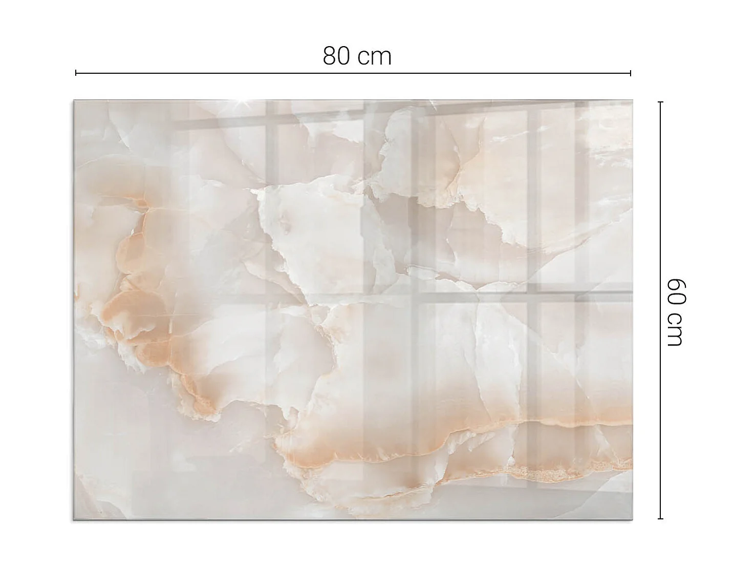 Glasplatte zum Schutz vor Funkenflug, Kaminauflage - Rechteck - 80x60 - Eleganter Marmor mit Adern