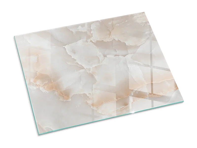Glasplatte zum Schutz vor Funkenflug, Kaminauflage - Rechteck - 80x60 - Eleganter Marmor mit Adern