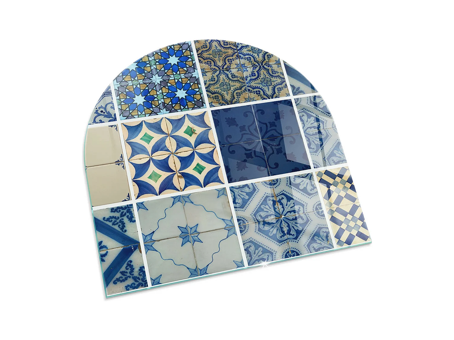 Plaque de sol en verre pour poêle - semi-circulaire - 100x100 - Modèle de veine de marbre