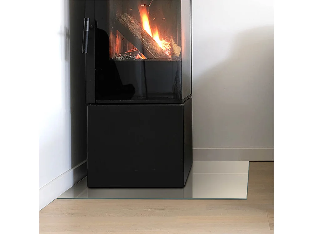 Glasplatte zum Schutz vor Funkenflug, Kaminauflage - Rechteck - 60X40 - Farbe Beige