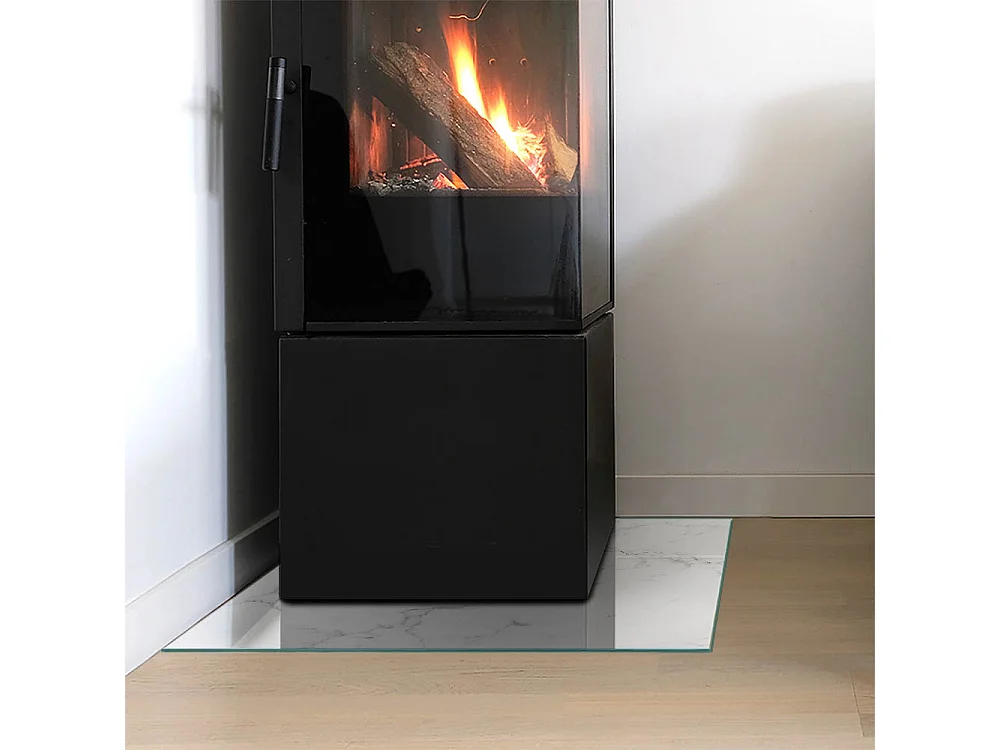 Glasplatte zum Schutz vor Funkenflug, Kaminauflage - Quadrat - 50x50 - Marmormuster mit Adern