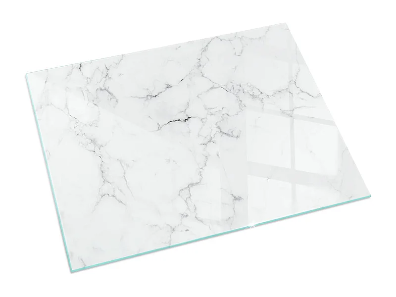 Glasplatte zum Schutz vor Funkenflug, Kaminauflage - Quadrat - 50x50 - Marmormuster mit Adern