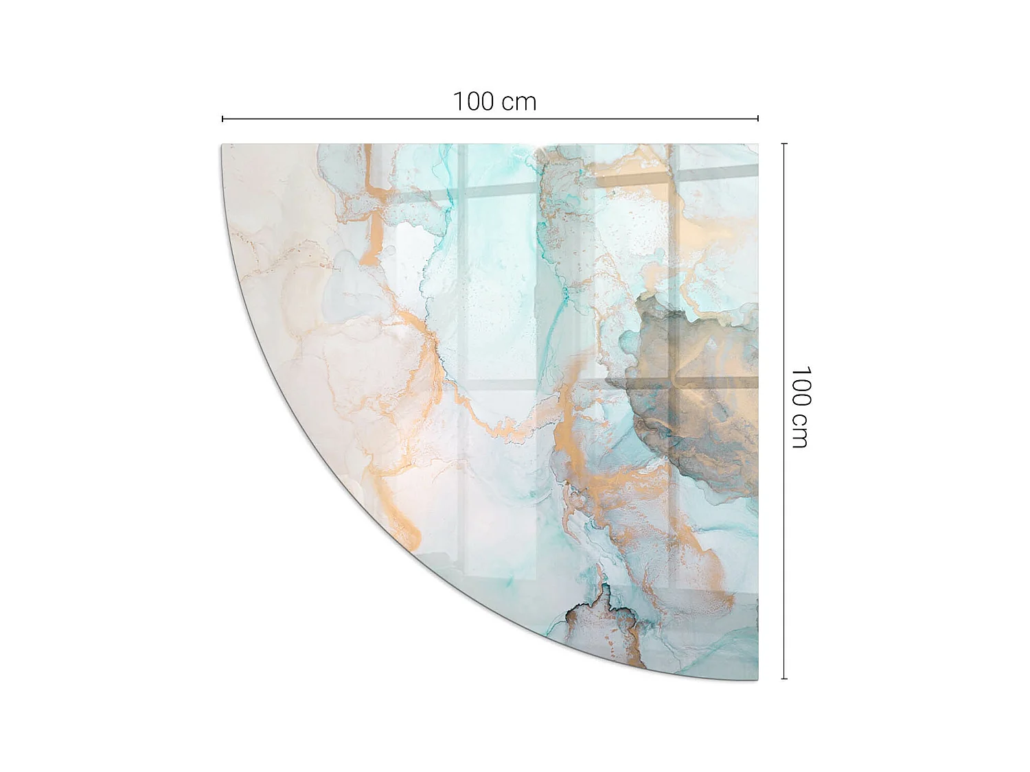 Plaque de sol en verre pour poêle - Un quart - 1/4 100x100 - Modèle fluide abstrait