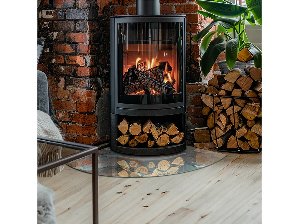 Glasplatte zum Schutz vor Funkenflug, Kaminauflage - Ein Viertel - 1/4 100x100 - Abstraktes fließendes Muster