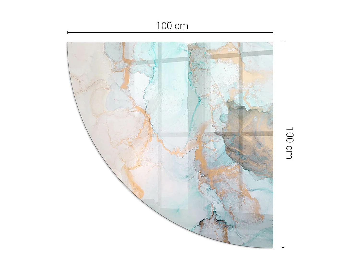 Glasplatte zum Schutz vor Funkenflug, Kaminauflage - Ein Viertel - 1/4 100x100 - Abstraktes fließendes Muster
