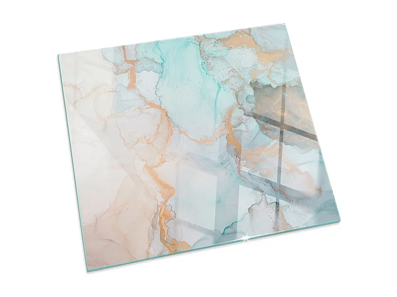 Glasplatte zum Schutz vor Funkenflug, Kaminauflage - Quadrat - 60x60 - Abstraktes fließendes Muster