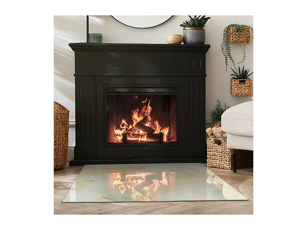 Plaque de sol en verre pour poêle - Rectangle - 100x70 - Modèle de marbre abstrait