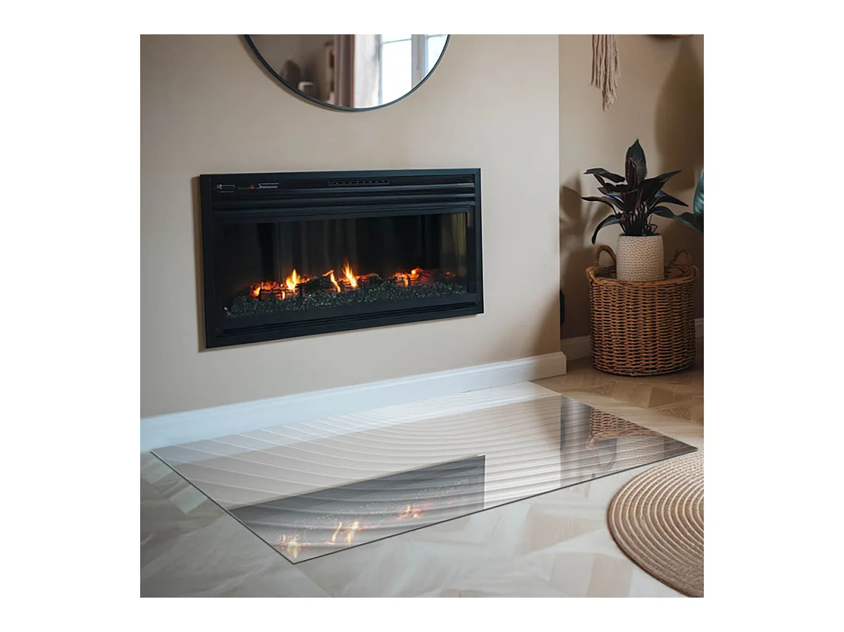 Vloerplaat voor houtkachel, onder open haard - Rechthoek - 120x80 - Golven van delicate lijnen