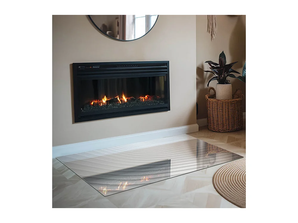 Vloerplaat voor houtkachel, onder open haard - Rechthoek - 120x80 - Golven van delicate lijnen