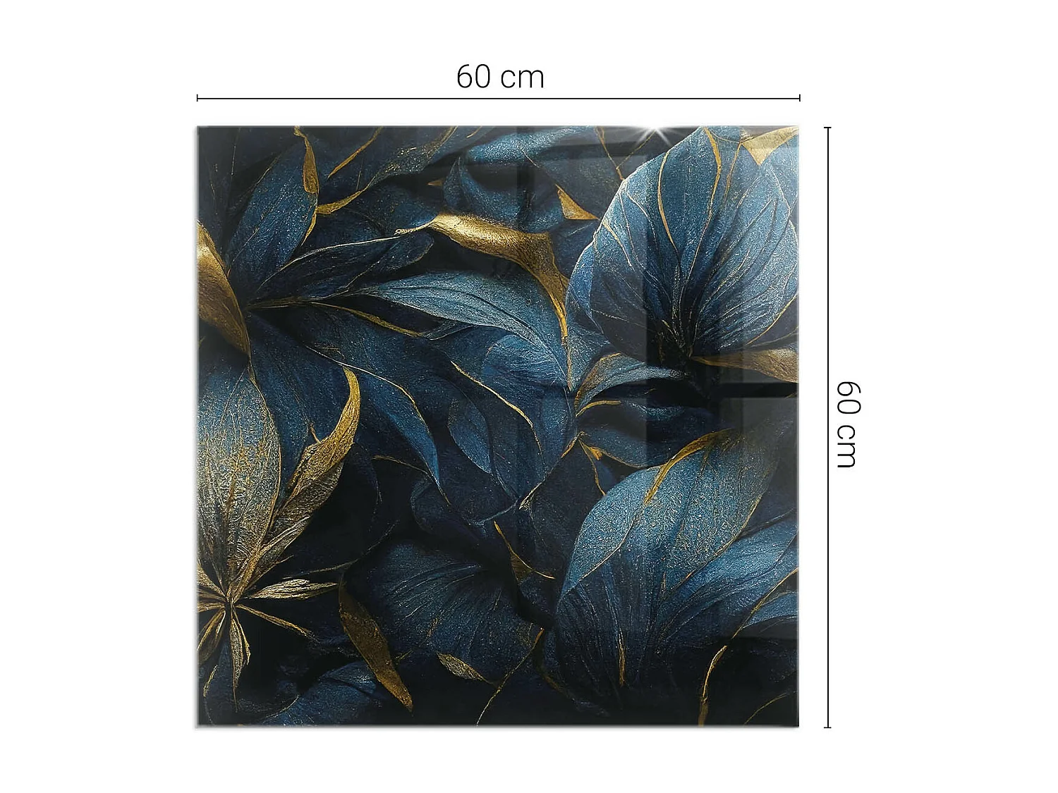 Glasplatte zum Schutz vor Funkenflug, Kaminauflage - Quadrat - 60x60 - Elegante Blätter in der Textur