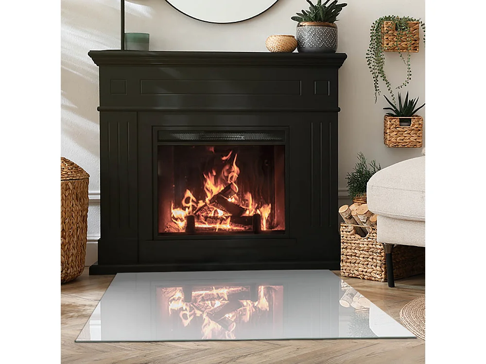 Plaque de sol en verre pour poêle - Rectangle - 100x70 - Couleur Gris clair