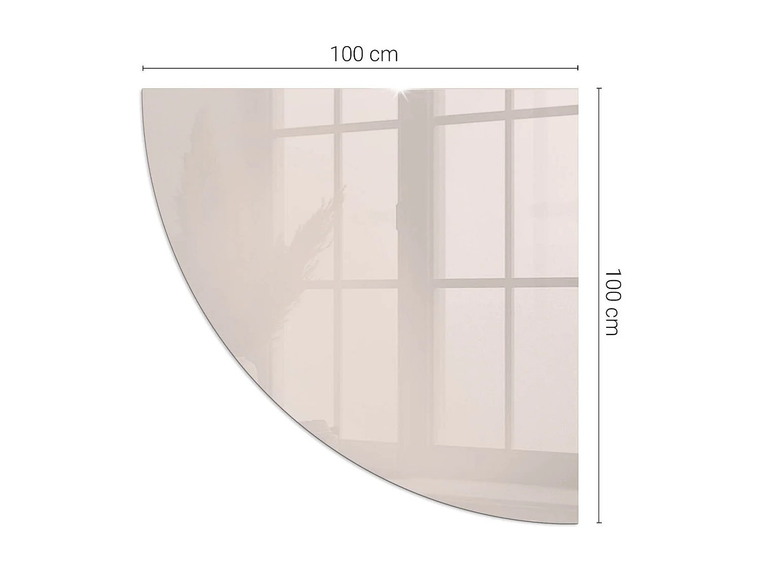 Glasplatte zum Schutz vor Funkenflug, Kaminauflage - Ein Viertel - 1/4 100x100 - Farbe Blassrosa