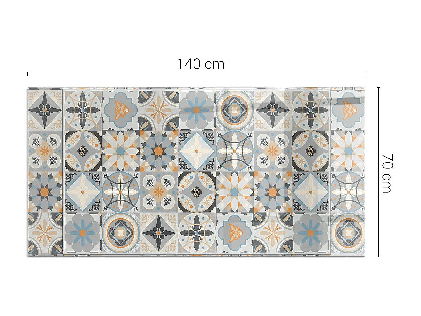 Glasplatte zum Schutz vor Funkenflug, Kaminauflage - Rechteck - 140x70 - Mosaikmuster in Fliesen