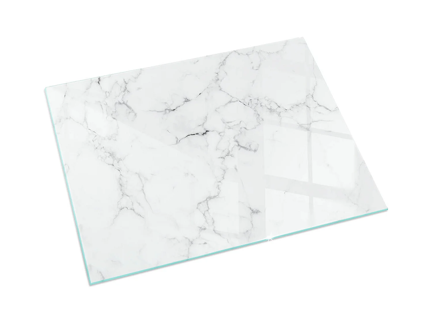 Plaque de sol en verre pour poêle - Rectangle - 60X40 - Modèle de marbre avec des veines