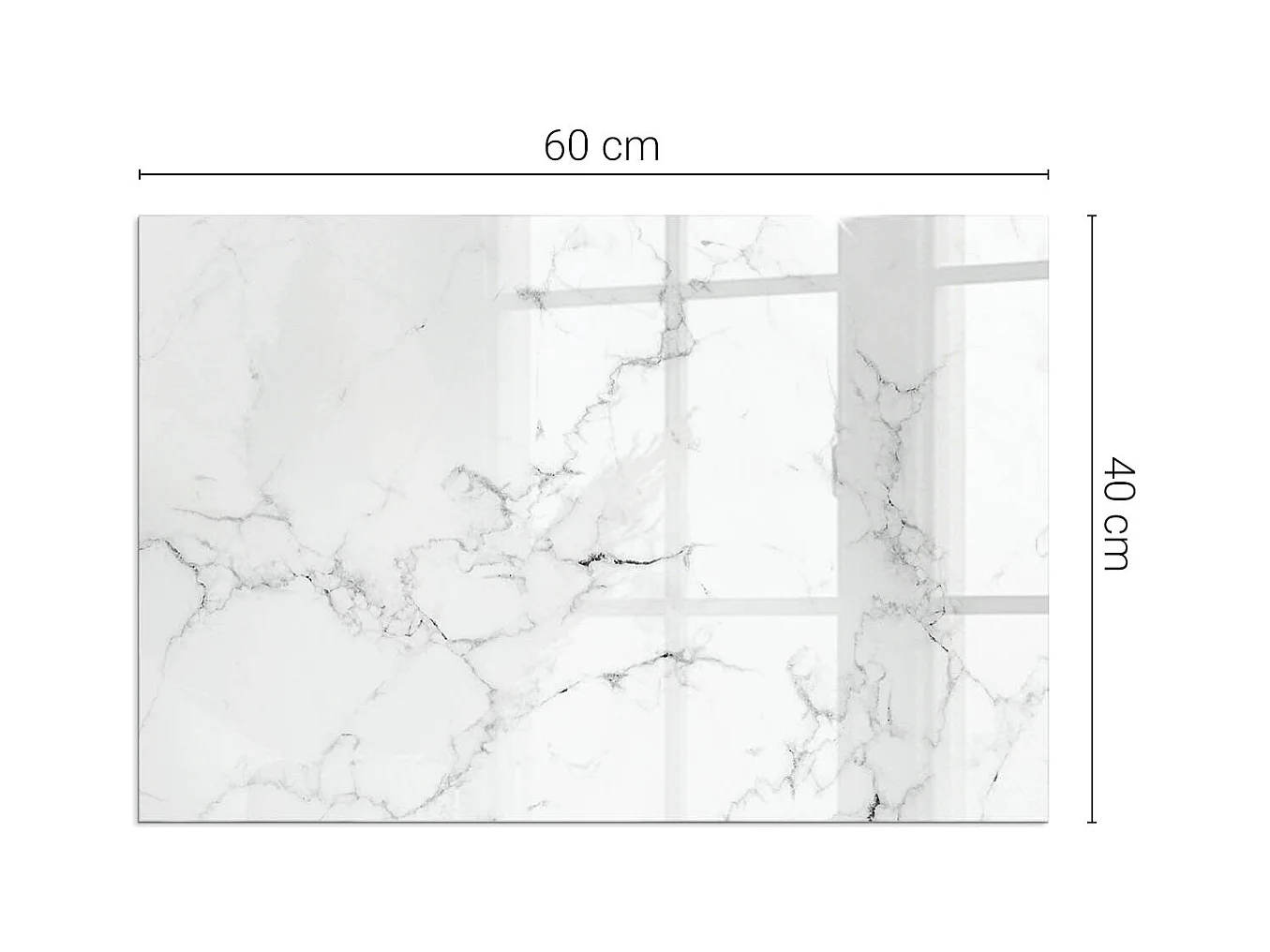 Plaque de sol en verre pour poêle - Rectangle - 60X40 - Modèle de marbre avec des veines