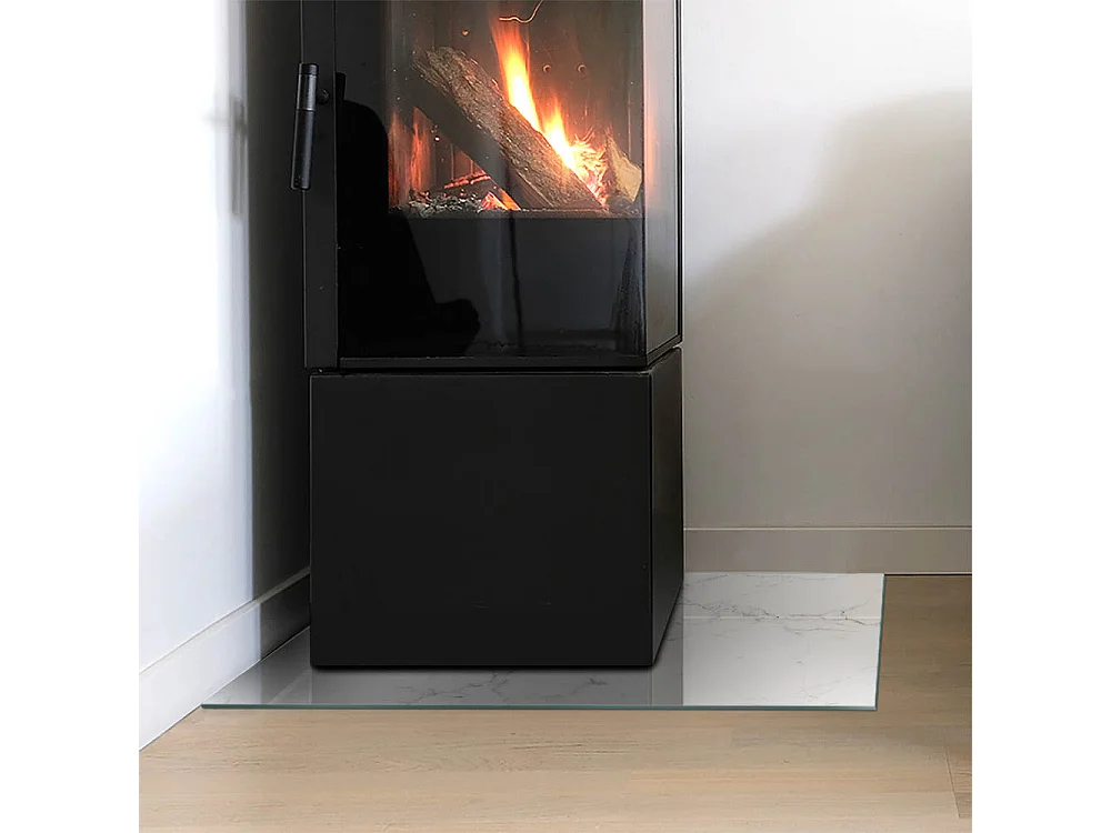 Glasplatte zum Schutz vor Funkenflug, Kaminauflage - Rechteck - 60X40 - Marmormuster mit Adern