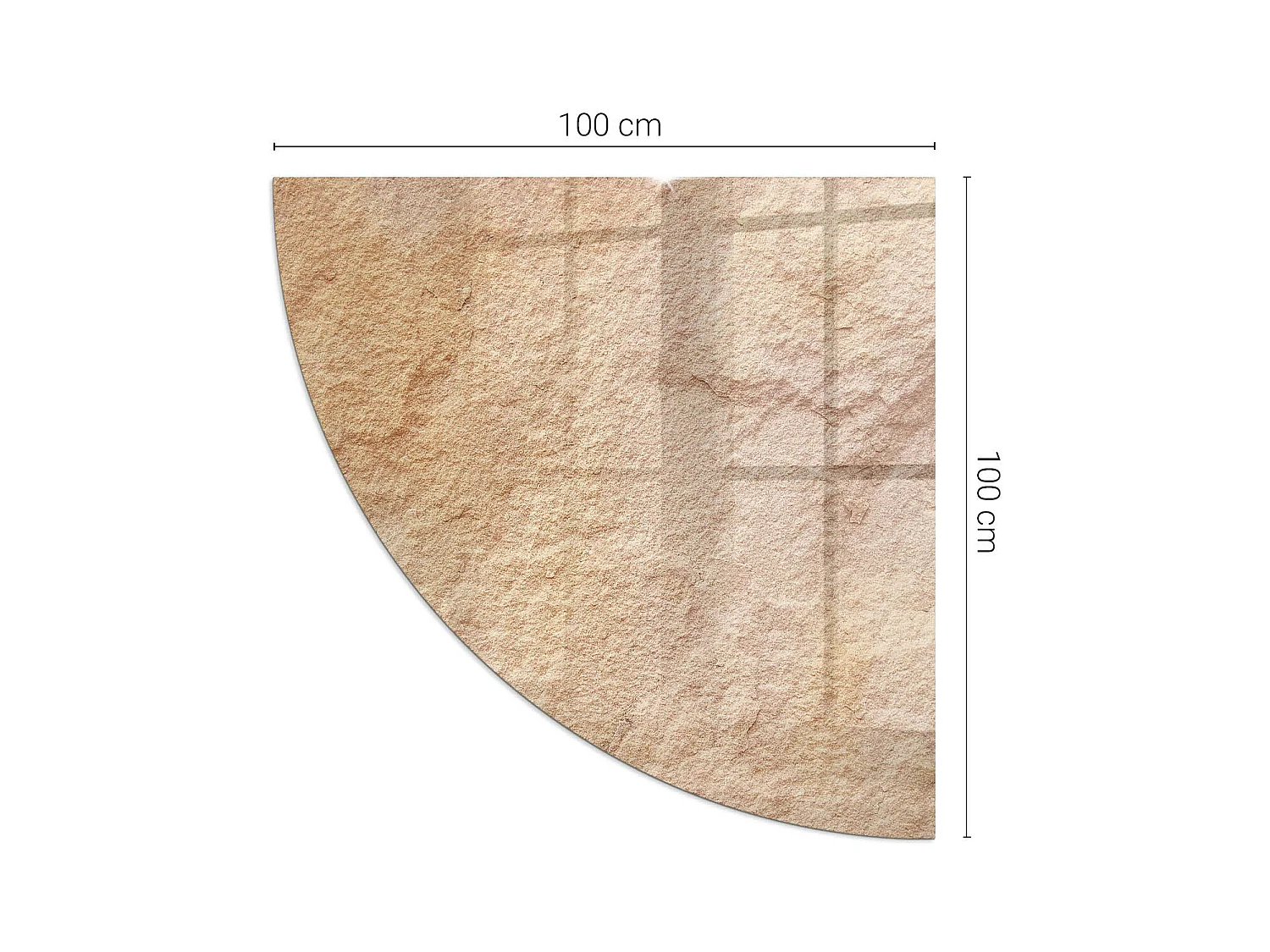 Plaque de sol en verre pour poêle - Un quart - 1/4 100x100 - Texture de pierre naturelle