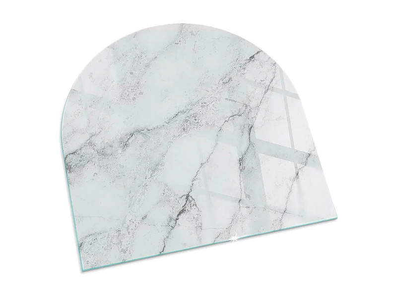 Plaque de sol en verre pour poêle - semi-circulaire - 100x100 - Marbre élégant avec des veines