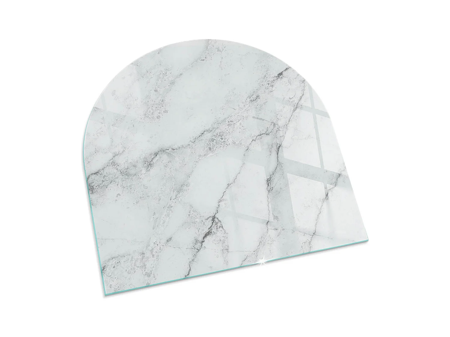 Plaque de sol en verre pour poêle - semi-circulaire - 100x100 - Marbre élégant avec des veines