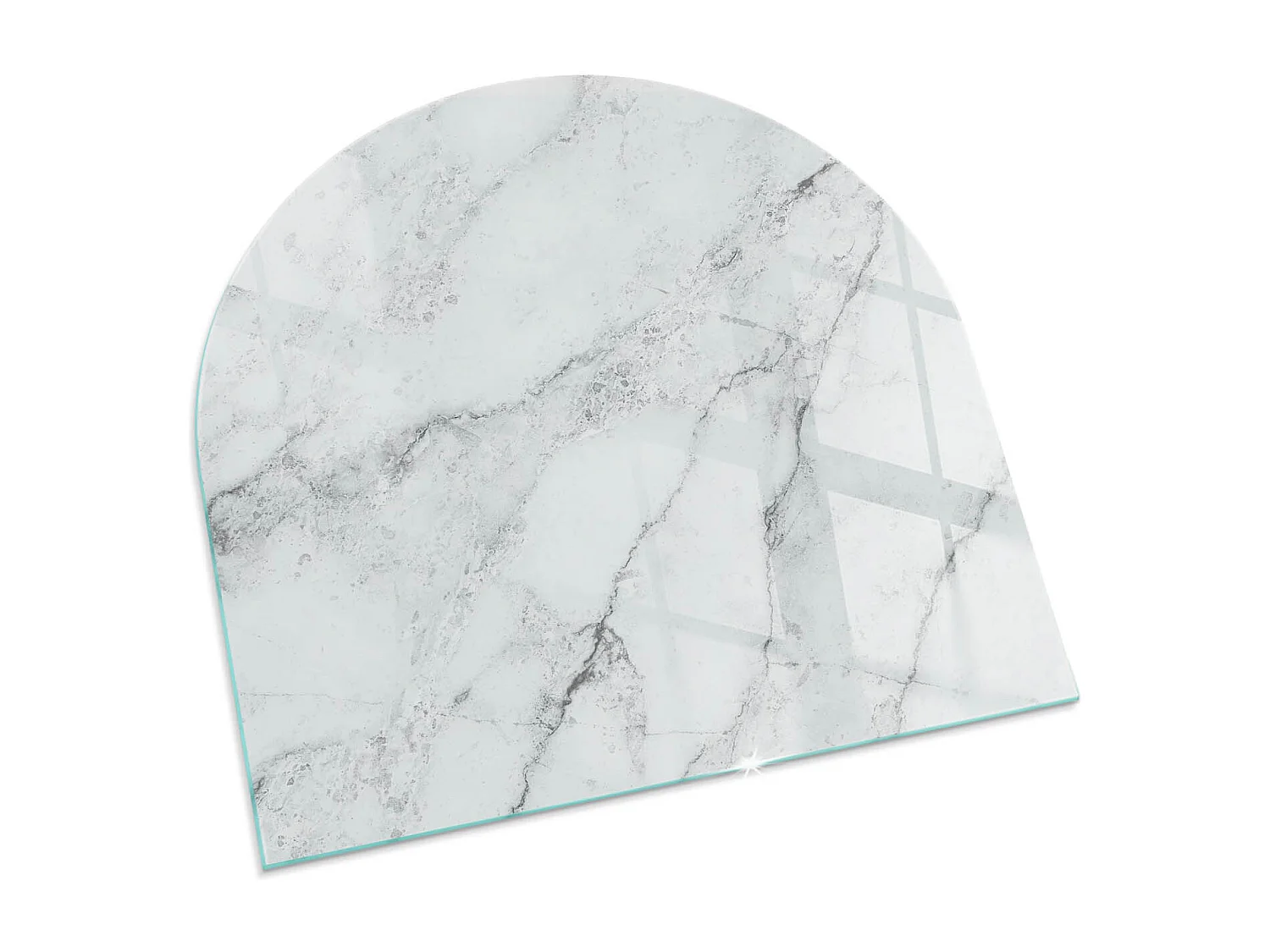 Glasplatte zum Schutz vor Funkenflug, Kaminauflage - halbrund - 100x100 - Eleganter Marmor mit Adern