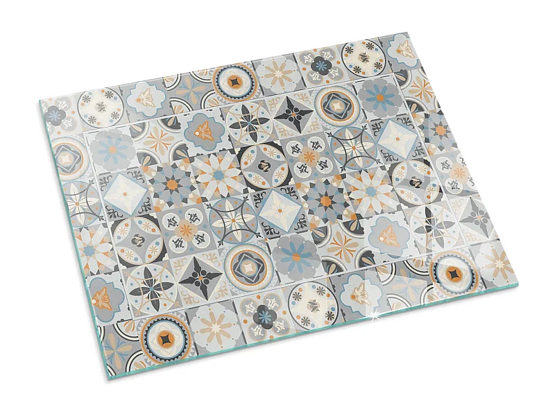 Plaque de sol en verre pour poêle - Rectangle - 80x60 - Modèle texturé abstrait