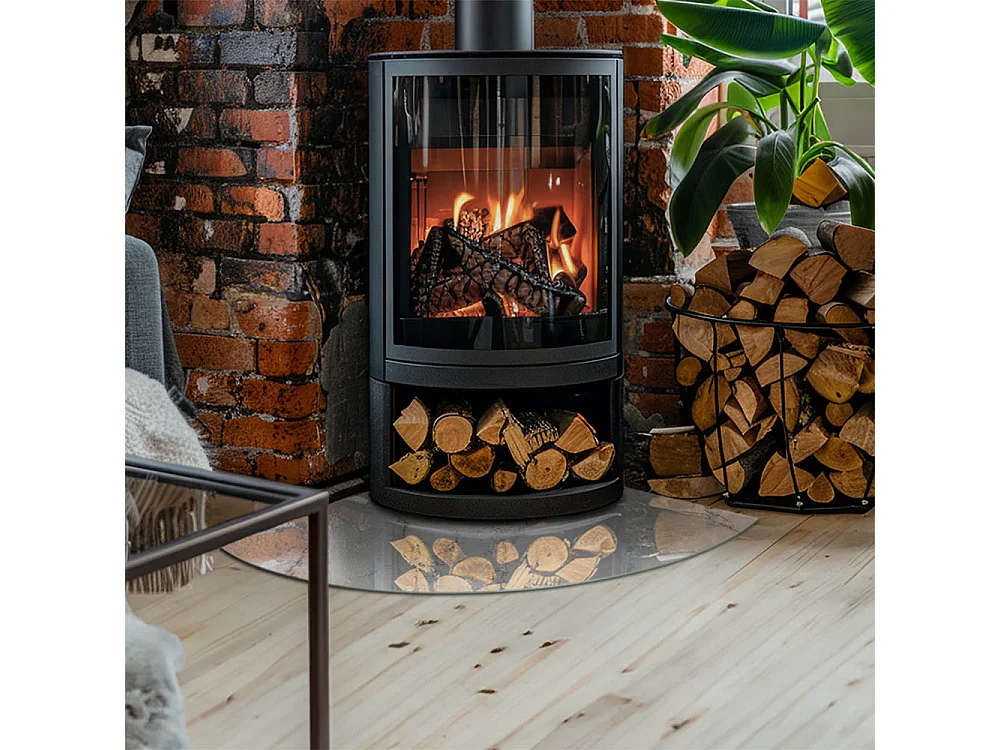 Glasplatte zum Schutz vor Funkenflug, Kaminauflage - Ein Viertel - 1/4 100x100 - Marmormuster mit Adern