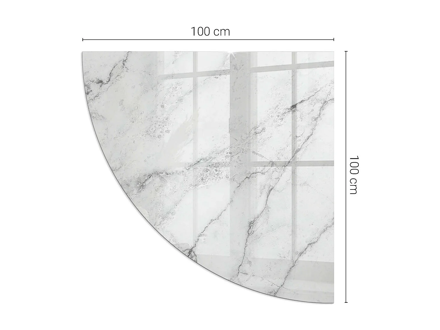 Glasplatte zum Schutz vor Funkenflug, Kaminauflage - Ein Viertel - 1/4 100x100 - Marmormuster mit Adern