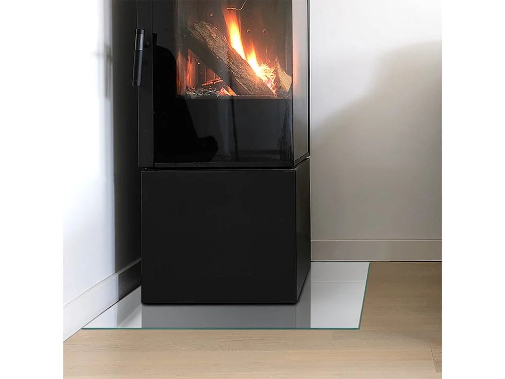 Plaque de sol en verre pour poêle - Carré - 50x50 - Couleur Gris clair