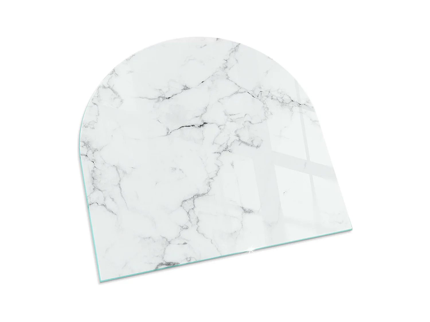 Plaque de sol en verre pour poêle - semi-circulaire - 100x100 - Planche de bois endommagée