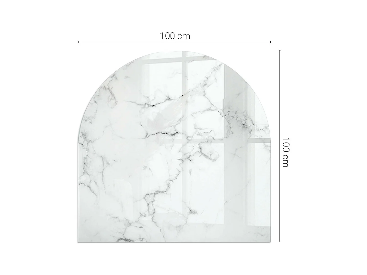 Plaque de sol en verre pour poêle - semi-circulaire - 100x100 - Planche de bois endommagée
