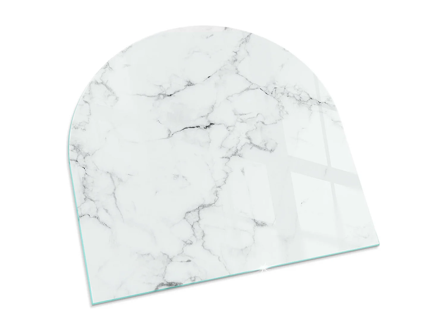 Glasplatte zum Schutz vor Funkenflug, Kaminauflage - halbrund - 100x100 - Beschädigtes Holzbrett