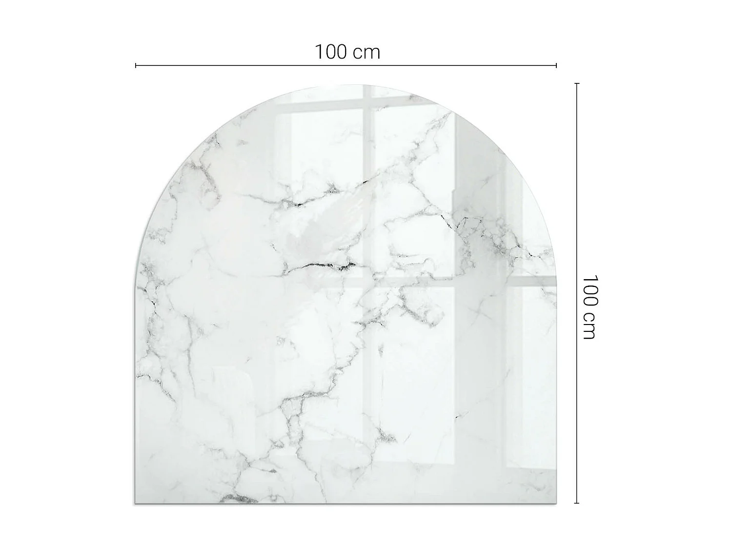 Glasplatte zum Schutz vor Funkenflug, Kaminauflage - halbrund - 100x100 - Beschädigtes Holzbrett