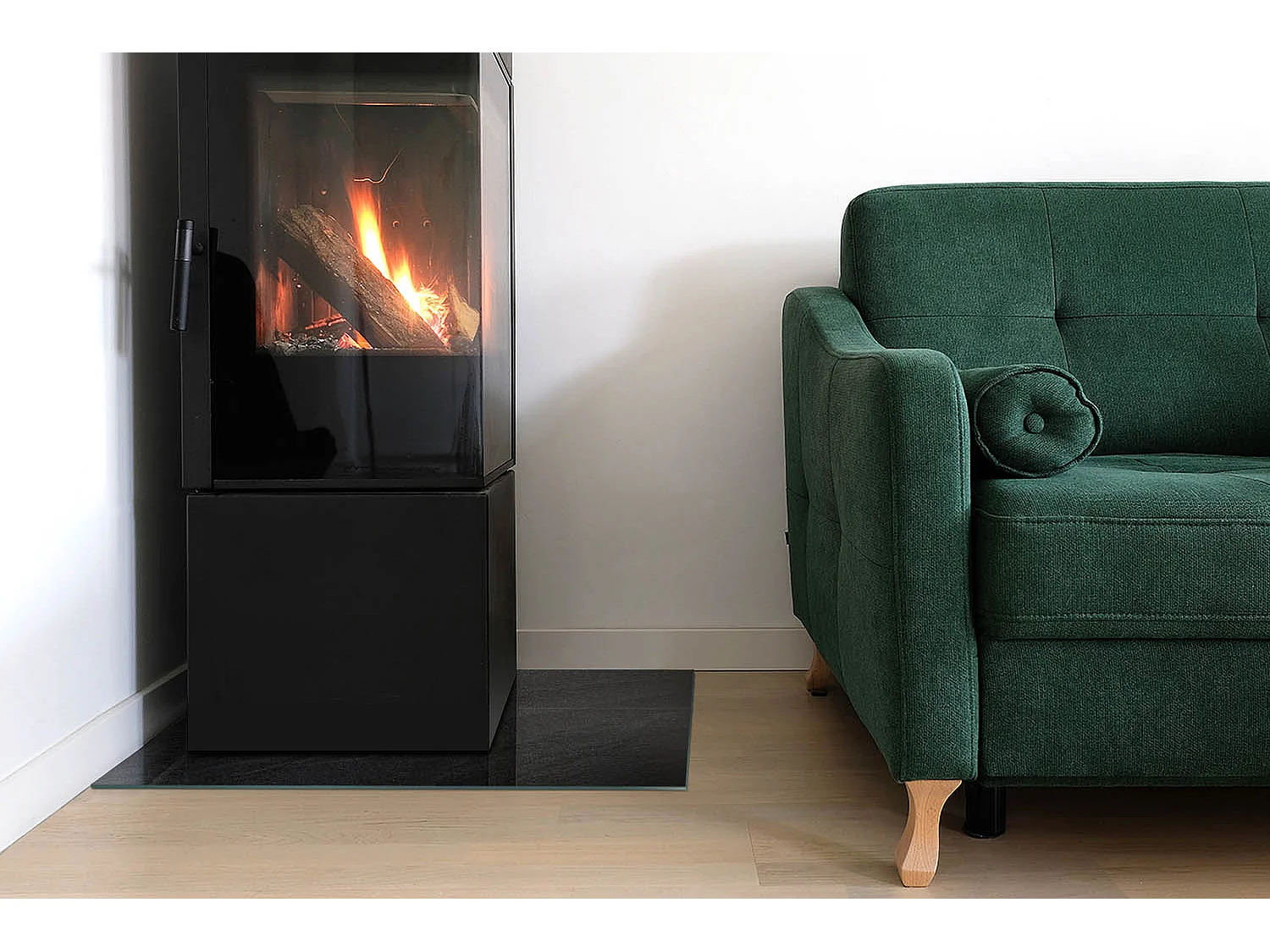 Plaque de sol en verre pour poêle - Rectangle - 60X40 - Texture de pierre naturelle