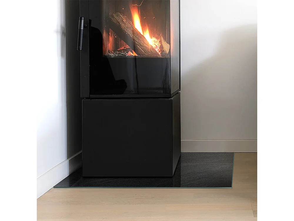 Plaque de sol en verre pour poêle - Rectangle - 60X40 - Texture de pierre naturelle