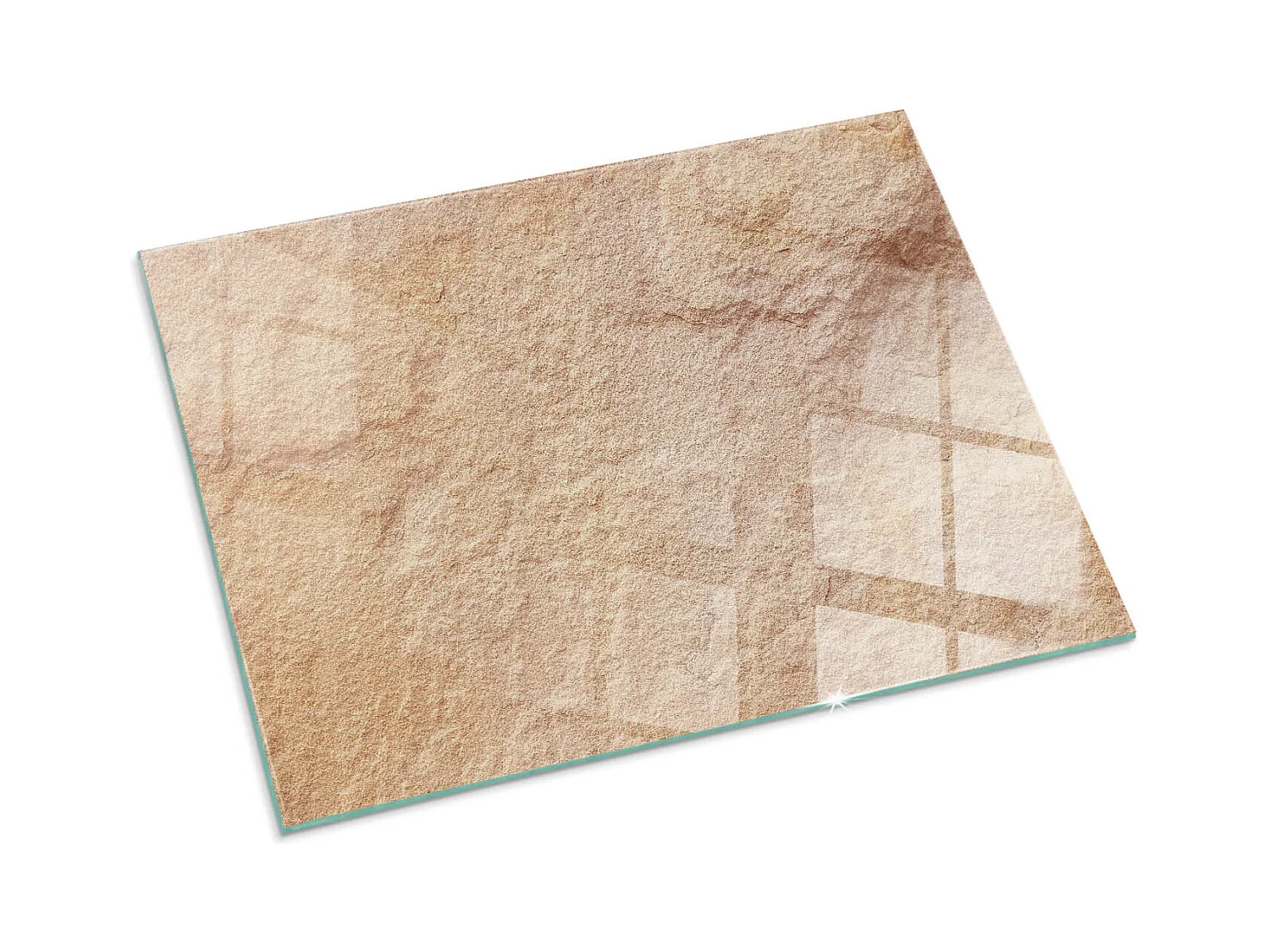 Glasplatte zum Schutz vor Funkenflug, Kaminauflage - Rechteck - 80x60 - Natürliches Holzmuster