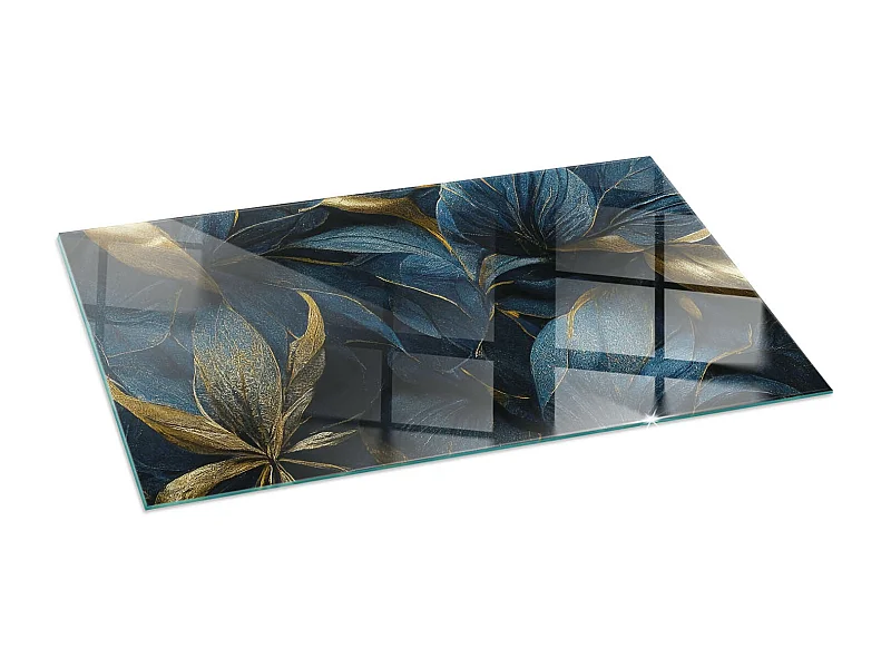 Vloerplaat voor houtkachel, onder open haard - Rechthoek - 140x70 - Elegante bladeren in textuur