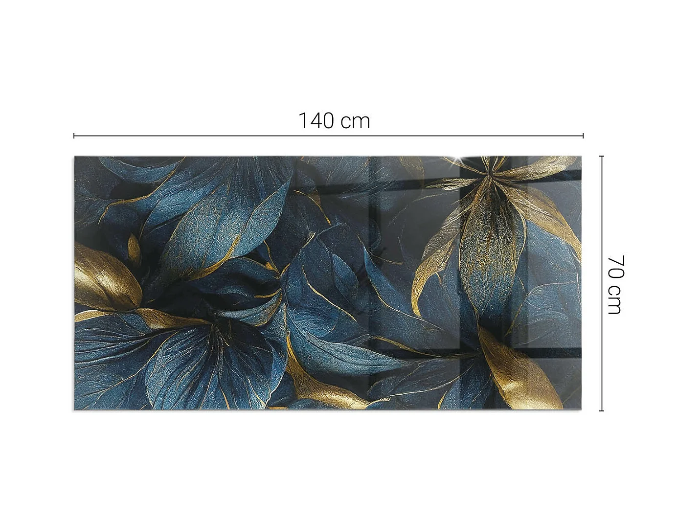 Vloerplaat voor houtkachel, onder open haard - Rechthoek - 140x70 - Elegante bladeren in textuur