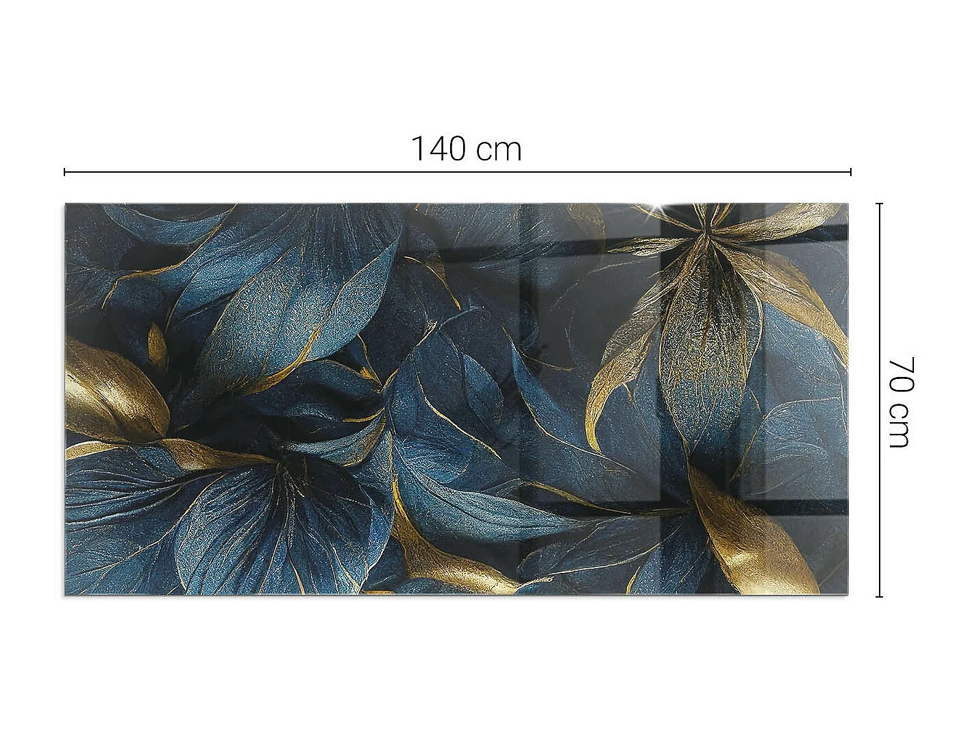 Glasplatte zum Schutz vor Funkenflug, Kaminauflage - Rechteck - 140x70 - Elegante Blätter in der Textur