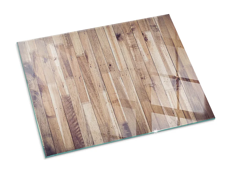 Glasplatte zum Schutz vor Funkenflug, Kaminauflage - Rechteck - 80x60 - Textur von Holzbrettern