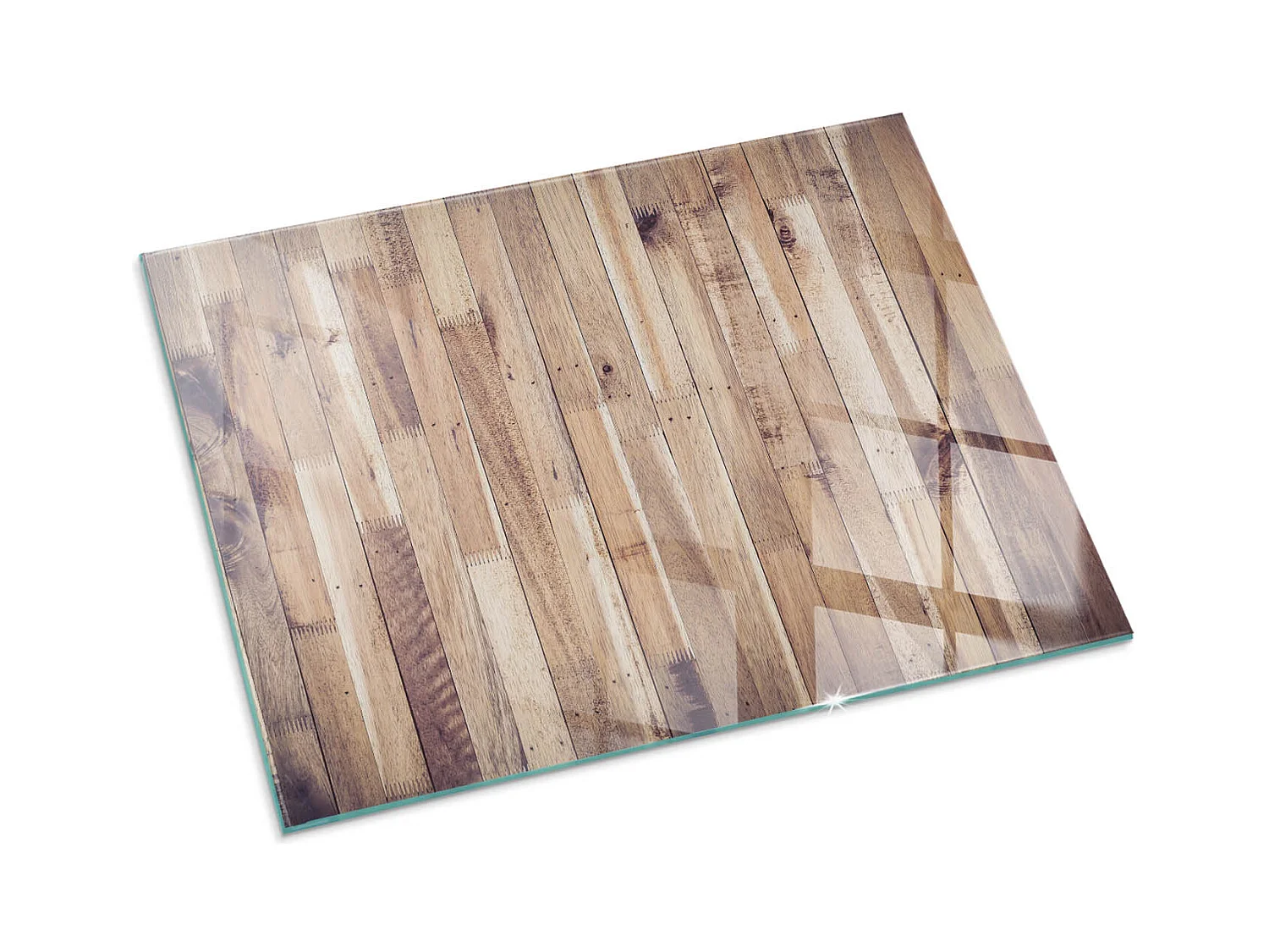 Glasplatte zum Schutz vor Funkenflug, Kaminauflage - Rechteck - 80x60 - Textur von Holzbrettern