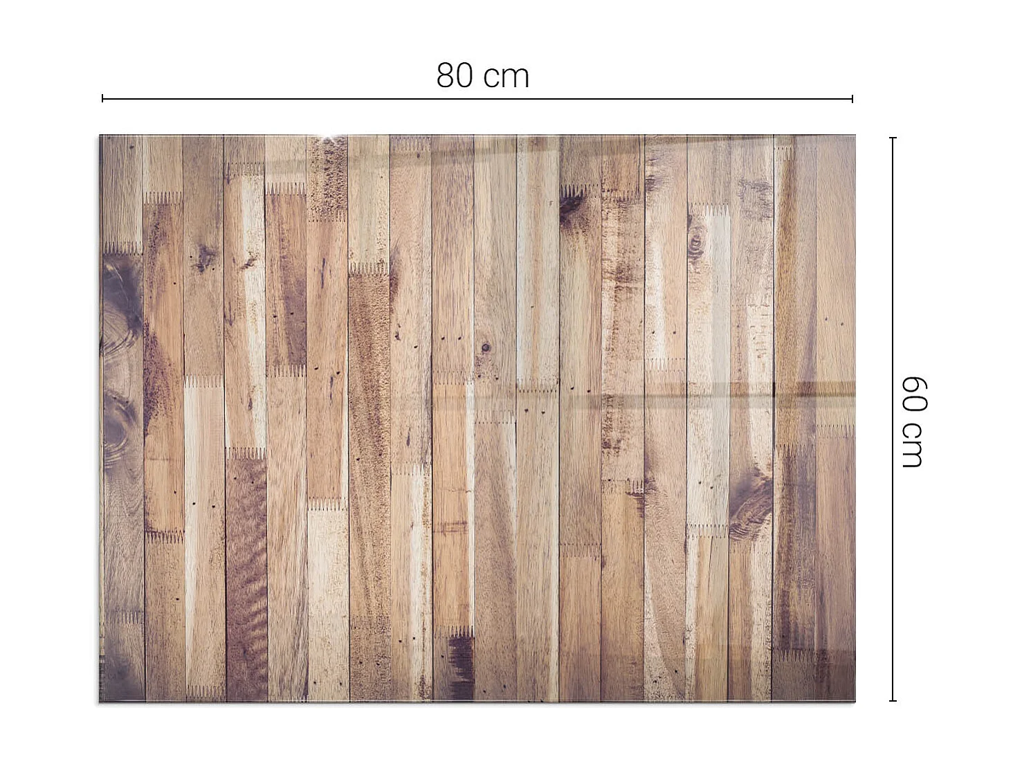 Glasplatte zum Schutz vor Funkenflug, Kaminauflage - Rechteck - 80x60 - Textur von Holzbrettern