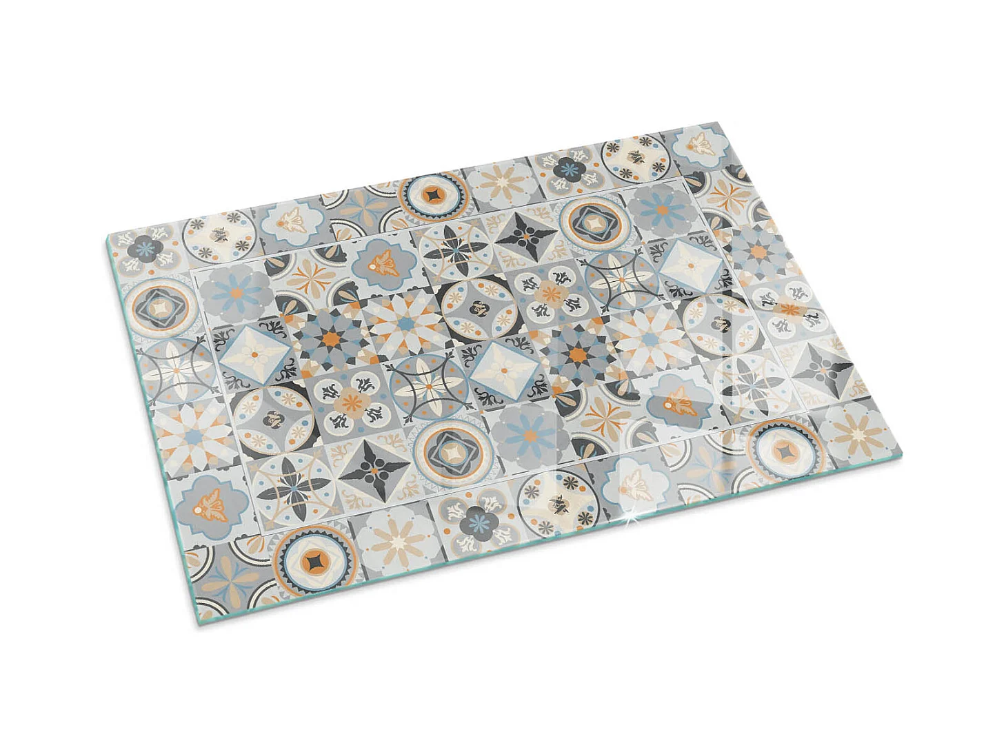 Plaque de sol en verre pour poêle - Rectangle - 100x70 - Motifs de mosaïque dans les carreaux