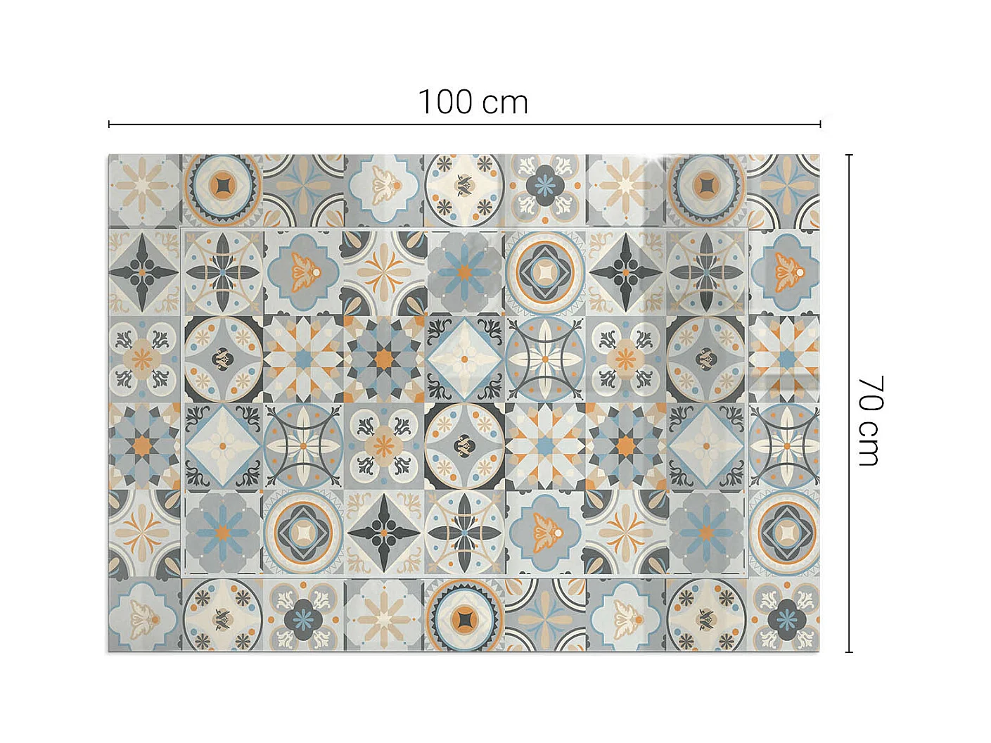 Plaque de sol en verre pour poêle - Rectangle - 100x70 - Motifs de mosaïque dans les carreaux