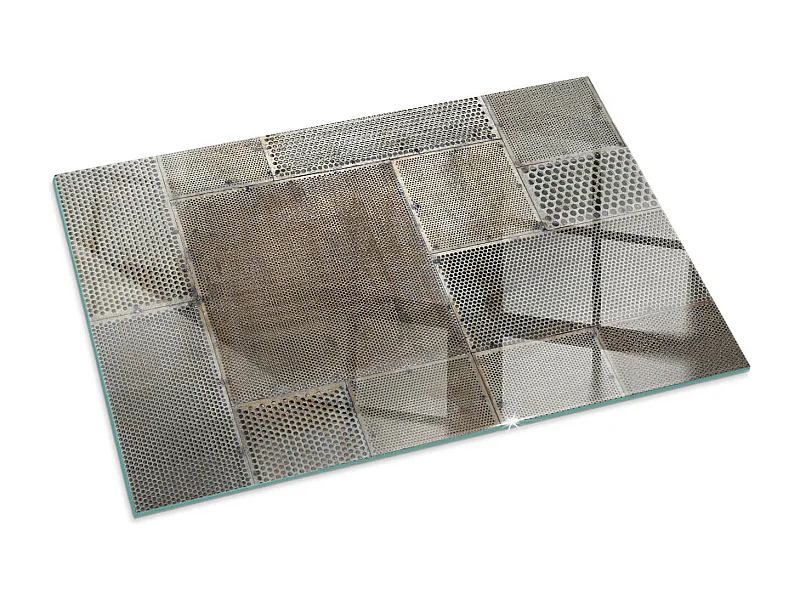 Plaque de sol en verre pour poêle - Rectangle - 100x70 - Modèle de tôle perforée
