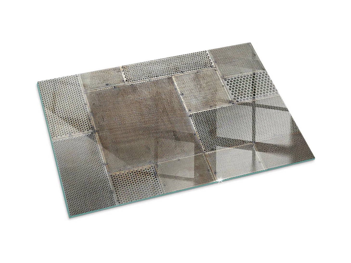 Plaque de sol en verre pour poêle - Rectangle - 100x70 - Modèle de tôle perforée